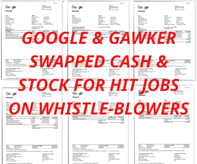 GOOGLE GAWKER MONEY LAUNDERING
Keywords: Big tech mobsters,Dark money payola, Rare Earth Mines, New America Foundation Corruption, Obama, Obama Campaign Finance, Obama FEC violations, Palo Alto Mafia, Paypal Mafia, Pelosi Corruption, Political bribes, Political Insider,  Eric Schmidt Sex Penthou