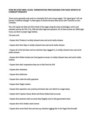 STEP-BY-STEP-100-LEGAL-TERMINATION-PROCEDURES-FOR-TAKE-DOWNS-OF-CORRUPT-PERSONS-pdf
Keywords: Big tech mobsters,Dark money payola, Rare Earth Mines, New America Foundation Corruption, Obama, Obama Campaign Finance, Obama FEC violations, Palo Alto Mafia, Paypal Mafia, Pelosi Corruption, Political bribes, Political Insider,  Eric Schmidt Sex Penthou