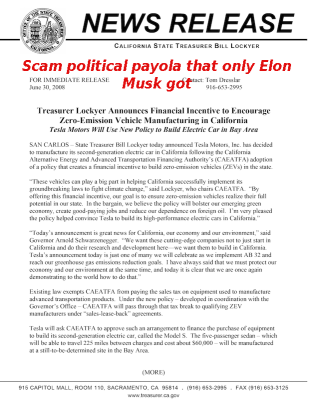 ANOTHER TESLA TAX SCAM - MUSK
Keywords: Big tech mobsters,Dark money payola, Rare Earth Mines, New America Foundation Corruption, Obama, Obama Campaign Finance, Obama FEC violations, Palo Alto Mafia, Paypal Mafia, Pelosi Corruption, Political bribes, Political Insider,  Eric Schmidt Sex Penthou