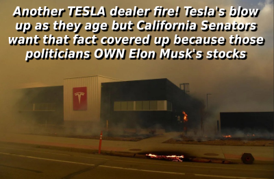 Another Toxic Tesla Fire
Keywords: Big tech mobsters,Dark money payola, Rare Earth Mines, New America Foundation Corruption, Obama, Obama Campaign Finance, Obama FEC violations, Palo Alto Mafia, Paypal Mafia, Pelosi Corruption, Political bribes, Political Insider,  Eric Schmidt Sex Penthou