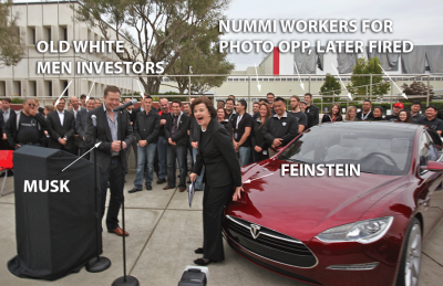 CROOKS_ FEINSTEIN-POOPS-ON-TESLA - MUSK
Keywords: Big tech mobsters,Dark money payola, Rare Earth Mines, New America Foundation Corruption, Obama, Obama Campaign Finance, Obama FEC violations, Palo Alto Mafia, Paypal Mafia, Pelosi Corruption, Political bribes, Political Insider,  Eric Schmidt Sex Penthou