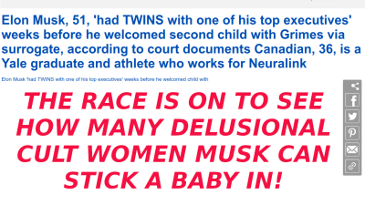 ELON-MUSK-SCREWS-EVERYONE
Keywords: Big tech mobsters,Dark money payola, Rare Earth Mines, New America Foundation Corruption, Obama, Obama Campaign Finance, Obama FEC violations, Palo Alto Mafia, Paypal Mafia, Pelosi Corruption, Political bribes, Political Insider,  Eric Schmidt Sex Penthou