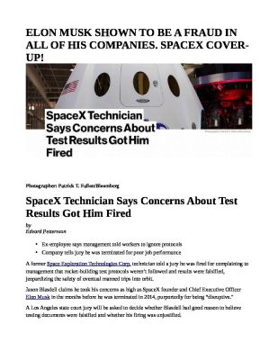 ELON-MUSK-SHOWN-TO-BE-A-FRAUD-IN-ALL-OF-HIS-COMPANIES.-SPACEX-COVER-UP-1-pdf
Keywords: Big tech mobsters,Dark money payola, Rare Earth Mines, New America Foundation Corruption, Obama, Obama Campaign Finance, Obama FEC violations, Palo Alto Mafia, Paypal Mafia, Pelosi Corruption, Political bribes, Political Insider,  Eric Schmidt Sex Penthou