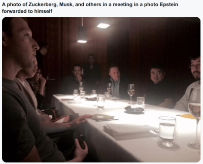 ELON MUSK HAD A LUNCH FOR SCUMBAGS
Keywords: Big tech mobsters,Dark money payola, Rare Earth Mines, New America Foundation Corruption, Obama, Obama Campaign Finance, Obama FEC violations, Palo Alto Mafia, Paypal Mafia, Pelosi Corruption, Political bribes, Political Insider,  Eric Schmidt Sex Penthou