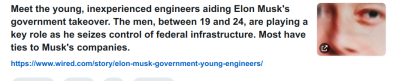 ELON MUSK HAS INSANITY IN GOVT TAKEOVER
Keywords: Big tech mobsters,Dark money payola, Rare Earth Mines, New America Foundation Corruption, Obama, Obama Campaign Finance, Obama FEC violations, Palo Alto Mafia, Paypal Mafia, Pelosi Corruption, Political bribes, Political Insider,  Eric Schmidt Sex Penthou