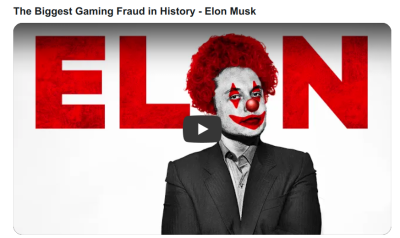 ELON MUSK IS A GAMER FRAUD
Keywords: Big tech mobsters,Dark money payola, Rare Earth Mines, New America Foundation Corruption, Obama, Obama Campaign Finance, Obama FEC violations, Palo Alto Mafia, Paypal Mafia, Pelosi Corruption, Political bribes, Political Insider,  Eric Schmidt Sex Penthou