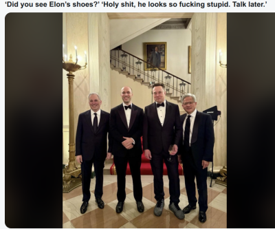 ELON MUSK IS SUCH A POSER
Keywords: Big tech mobsters,Dark money payola, Rare Earth Mines, New America Foundation Corruption, Obama, Obama Campaign Finance, Obama FEC violations, Palo Alto Mafia, Paypal Mafia, Pelosi Corruption, Political bribes, Political Insider,  Eric Schmidt Sex Penthou