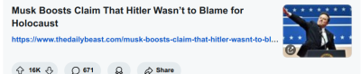 ELON MUSK LOVES HIM SOME HITLER 97656
Keywords: Big tech mobsters,Dark money payola, Rare Earth Mines, New America Foundation Corruption, Obama, Obama Campaign Finance, Obama FEC violations, Palo Alto Mafia, Paypal Mafia, Pelosi Corruption, Political bribes, Political Insider,  Eric Schmidt Sex Penthou