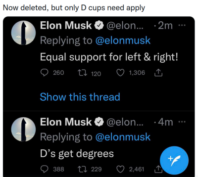 ELON MUSK SEXIST
Keywords: Big tech mobsters,Dark money payola, Rare Earth Mines, New America Foundation Corruption, Obama, Obama Campaign Finance, Obama FEC violations, Palo Alto Mafia, Paypal Mafia, Pelosi Corruption, Political bribes, Political Insider,  Eric Schmidt Sex Penthou