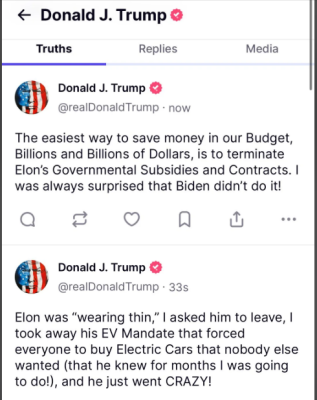 IDIOT MUSK GETS TRUMPED 0987
Keywords: Big tech mobsters,Dark money payola, Rare Earth Mines, New America Foundation Corruption, Obama, Obama Campaign Finance, Obama FEC violations, Palo Alto Mafia, Paypal Mafia, Pelosi Corruption, Political bribes, Political Insider,  Eric Schmidt Sex Penthou