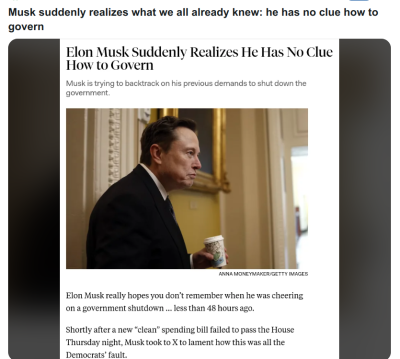 MUSK HAS NO CLUE WHAT TO DO
Keywords: Big tech mobsters,Dark money payola, Rare Earth Mines, New America Foundation Corruption, Obama, Obama Campaign Finance, Obama FEC violations, Palo Alto Mafia, Paypal Mafia, Pelosi Corruption, Political bribes, Political Insider,  Eric Schmidt Sex Penthou