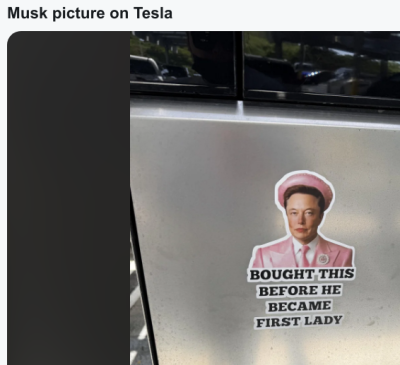 MUSK PICTURE ON TESLA
Keywords: Big tech mobsters,Dark money payola, Rare Earth Mines, New America Foundation Corruption, Obama, Obama Campaign Finance, Obama FEC violations, Palo Alto Mafia, Paypal Mafia, Pelosi Corruption, Political bribes, Political Insider,  Eric Schmidt Sex Penthou