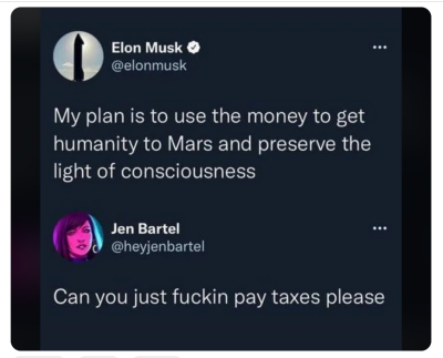 MUSK TAX CHEAT
Keywords: Big tech mobsters,Dark money payola, Rare Earth Mines, New America Foundation Corruption, Obama, Obama Campaign Finance, Obama FEC violations, Palo Alto Mafia, Paypal Mafia, Pelosi Corruption, Political bribes, Political Insider,  Eric Schmidt Sex Penthou