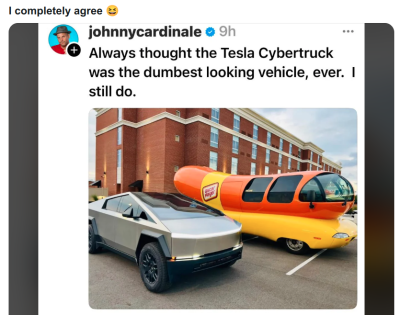 STUPID LOOKING CYBERTRUCK
Keywords: Big tech mobsters,Dark money payola, Rare Earth Mines, New America Foundation Corruption, Obama, Obama Campaign Finance, Obama FEC violations, Palo Alto Mafia, Paypal Mafia, Pelosi Corruption, Political bribes, Political Insider,  Eric Schmidt Sex Penthou