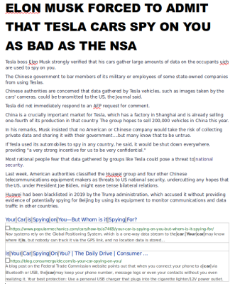 TESLA-CARS-SPY-ON-YOU-MUSK-1
Keywords: Big tech mobsters,Dark money payola, Rare Earth Mines, New America Foundation Corruption, Obama, Obama Campaign Finance, Obama FEC violations, Palo Alto Mafia, Paypal Mafia, Pelosi Corruption, Political bribes, Political Insider,  Eric Schmidt Sex Penthou