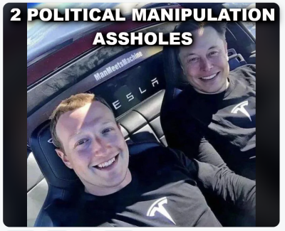 Two Media Manipulation Assholes
Keywords: Big tech mobsters,Dark money payola, Rare Earth Mines, New America Foundation Corruption, Obama, Obama Campaign Finance, Obama FEC violations, Palo Alto Mafia, Paypal Mafia, Pelosi Corruption, Political bribes, Political Insider,  Eric Schmidt Sex Penthou