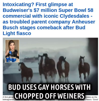 GAY HORSES FOR BUDWEISER
Keywords: Big tech mobsters,Dark money payola, Rare Earth Mines, New America Foundation Corruption, Obama, Obama Campaign Finance, Obama FEC violations, Palo Alto Mafia, Paypal Mafia, Pelosi Corruption, Political bribes, Political Insider,  Eric Schmidt Sex Penthou