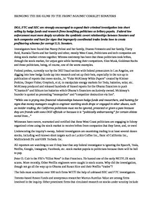 SENATORS-CRIMES-pdf
Keywords: Big tech mobsters,Dark money payola, Rare Earth Mines, New America Foundation Corruption, Obama, Obama Campaign Finance, Obama FEC violations, Palo Alto Mafia, Paypal Mafia, Pelosi Corruption, Political bribes, Political Insider,  Eric Schmidt Sex Penthou
