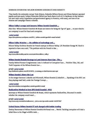 WILSON-SONSINI-CORRUPTION-Corruption-Bribery-Payola-Sex-Trafficking-Politicians-THE-TECH-SEX-CULT-AND-ABUSES-pdf
Keywords: Big tech mobsters,Dark money payola, Rare Earth Mines, New America Foundation Corruption, Obama, Obama Campaign Finance, Obama FEC violations, Palo Alto Mafia, Paypal Mafia, Pelosi Corruption, Political bribes, Political Insider,  Eric Schmidt Sex Penthou