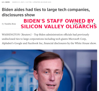 BIDEN-STAFF-ARE-OWNED-BY-SILICON-VALLEY
Keywords: Big tech mobsters,Dark money payola, Rare Earth Mines, New America Foundation Corruption, Obama, Obama Campaign Finance, Obama FEC violations, Palo Alto Mafia, Paypal Mafia, Pelosi Corruption, Political bribes, Political Insider,  Eric Schmidt Sex Penthou