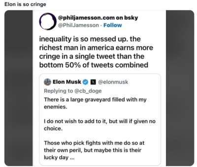 ELON IS SO INSANE AND SICK
Keywords: UraniumOne, Venture Capital Collusion, Vinod Khosla, Goldman Sachs Stock Market Rigging, Gay Silicon Valley, Google bribes regulators, Silicon Valley No Poaching Lawsuit, The AngelGate Scandal, stock market rigging, google election rigging, frank guistra,