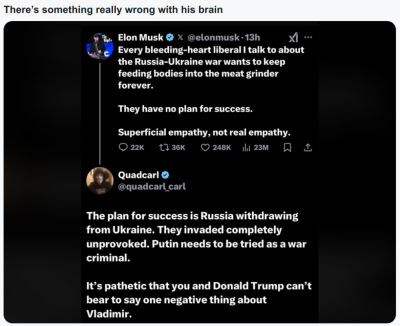 ELON MUSK IS A RUSSIAN TOOL
Keywords: UraniumOne, Venture Capital Collusion, Vinod Khosla, Goldman Sachs Stock Market Rigging, Gay Silicon Valley, Google bribes regulators, Silicon Valley No Poaching Lawsuit, The AngelGate Scandal, stock market rigging, google election rigging, frank guistra,