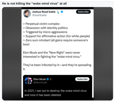 ELON MUSK IS THE WOKE MIND VIRUS
Keywords: UraniumOne, Venture Capital Collusion, Vinod Khosla, Goldman Sachs Stock Market Rigging, Gay Silicon Valley, Google bribes regulators, Silicon Valley No Poaching Lawsuit, The AngelGate Scandal, stock market rigging, google election rigging, frank guistra,