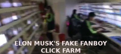 Elon Musks Click Farm 3
Keywords: UraniumOne, Venture Capital Collusion, Vinod Khosla, Goldman Sachs Stock Market Rigging, Gay Silicon Valley, Google bribes regulators, Silicon Valley No Poaching Lawsuit, The AngelGate Scandal, stock market rigging, google election rigging, frank guistra,