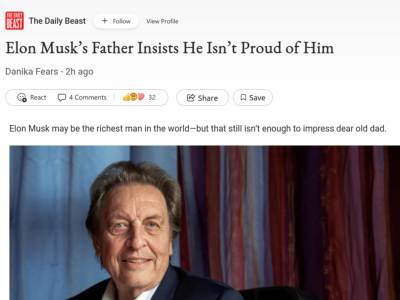 MUSK FAMILY IS SCREWED UP
Keywords: UraniumOne, Venture Capital Collusion, Vinod Khosla, Goldman Sachs Stock Market Rigging, Gay Silicon Valley, Google bribes regulators, Silicon Valley No Poaching Lawsuit, The AngelGate Scandal, stock market rigging, google election rigging, frank guistra,