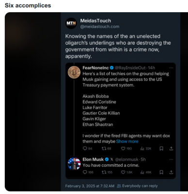 MUSK HAS KIDS DOING HIS DIRTY WORK
Keywords: UraniumOne, Venture Capital Collusion, Vinod Khosla, Goldman Sachs Stock Market Rigging, Gay Silicon Valley, Google bribes regulators, Silicon Valley No Poaching Lawsuit, The AngelGate Scandal, stock market rigging, google election rigging, frank guistra,