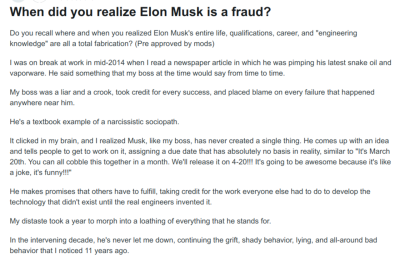PROOF THAT ELON MUSK IS A SCAM MAN
Keywords: UraniumOne, Venture Capital Collusion, Vinod Khosla, Goldman Sachs Stock Market Rigging, Gay Silicon Valley, Google bribes regulators, Silicon Valley No Poaching Lawsuit, The AngelGate Scandal, stock market rigging, google election rigging, frank guistra,