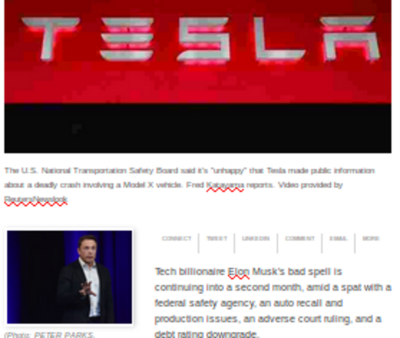 TESLA IS A CRIMINALLY CORRUPT COMPANY Elon Musk Corruption And Crappy Engineering Make Tesla Cars So Unsafe  - MUSK
Keywords: UraniumOne, Venture Capital Collusion, Vinod Khosla, Goldman Sachs Stock Market Rigging, Gay Silicon Valley, Google bribes regulators, Silicon Valley No Poaching Lawsuit, The AngelGate Scandal, stock market rigging, google election rigging, frank guistra,