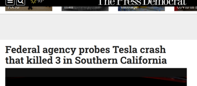 MORE TESLA DEATH
Keywords: Big tech mobsters,Dark money payola, Rare Earth Mines, New America Foundation Corruption, Obama, Obama Campaign Finance, Obama FEC violations, Palo Alto Mafia, Paypal Mafia, Pelosi Corruption, Political bribes, Political Insider,  Eric Schmidt Sex Penthou