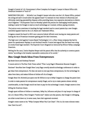 Google___s-Control-of-U.S.-Government-Is-Now-Complete-As-Google___s-Lawyer-in-Patent-Office-pdf
Keywords: Big tech mobsters,Dark money payola, Rare Earth Mines, New America Foundation Corruption, Obama, Obama Campaign Finance, Obama FEC violations, Palo Alto Mafia, Paypal Mafia, Pelosi Corruption, Political bribes, Political Insider,  Eric Schmidt Sex Penthou