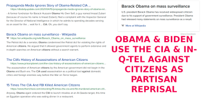 OBAMA USED CIA AS PAYBACK
Keywords: Big tech mobsters,Dark money payola, Rare Earth Mines, New America Foundation Corruption, Obama, Obama Campaign Finance, Obama FEC violations, Palo Alto Mafia, Paypal Mafia, Pelosi Corruption, Political bribes, Political Insider,  Eric Schmidt Sex Penthou