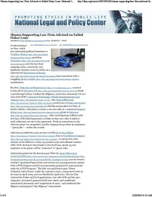 Obama-Supporting-Law-Firm-Advised-on-Failed-Fisker-Loan-_-National-Legal-and-Policy-Center-pdf
Keywords: Big tech mobsters,Dark money payola, Rare Earth Mines, New America Foundation Corruption, Obama, Obama Campaign Finance, Obama FEC violations, Palo Alto Mafia, Paypal Mafia, Pelosi Corruption, Political bribes, Political Insider,  Eric Schmidt Sex Penthou
