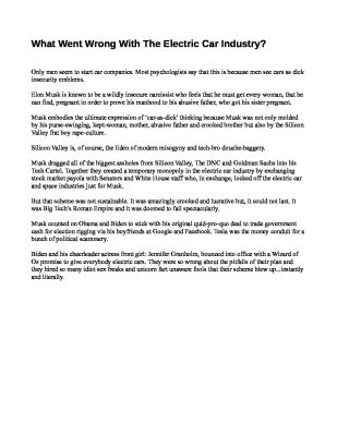 What-Went-Wrong-With-The-Electric-Car-Industry-pdf
Keywords: Big tech mobsters,Dark money payola, Rare Earth Mines, New America Foundation Corruption, Obama, Obama Campaign Finance, Obama FEC violations, Palo Alto Mafia, Paypal Mafia, Pelosi Corruption, Political bribes, Political Insider,  Eric Schmidt Sex Penthou